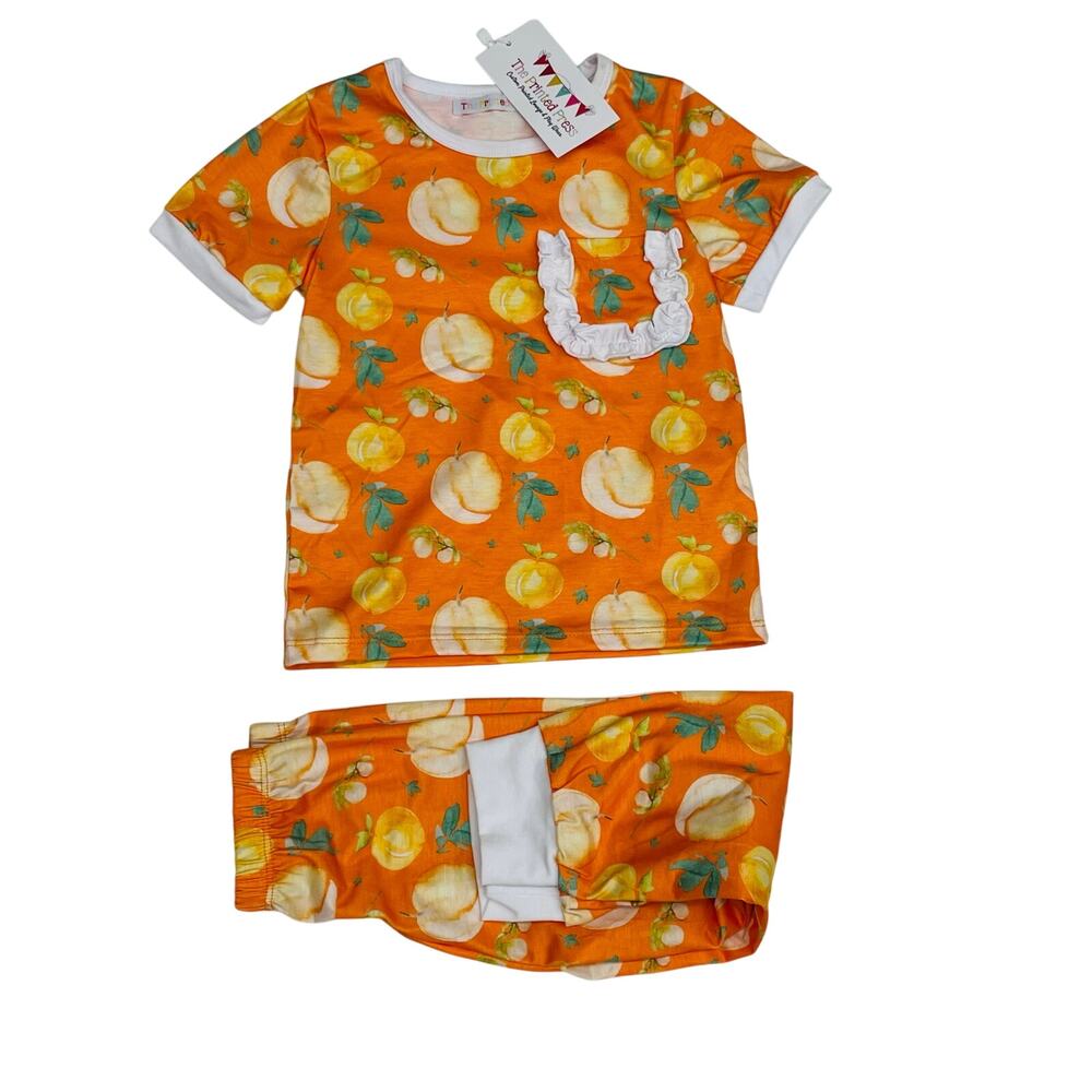 NWT The Printed Press 2T Peaches 2Pc Pajama Set